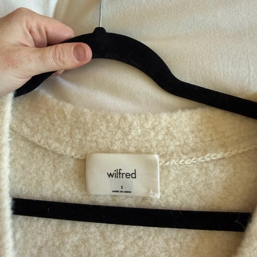 Aritzia Wilfred Cream Bouclé Button-Front Cardigan - Picture 3 of 8